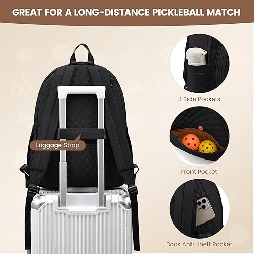 Miniatura 7 de Sucipi Bolsas de tenis para mujer, mochila acolchada para raqueta de tenis, palas de pickleball, bádminton