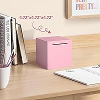 Vista 4 de Alcancía para adultos, debe romperse para abrirse, alcancía irrompible de acero inoxidable, caja de ahorro de metal (rosa, 12 cm)