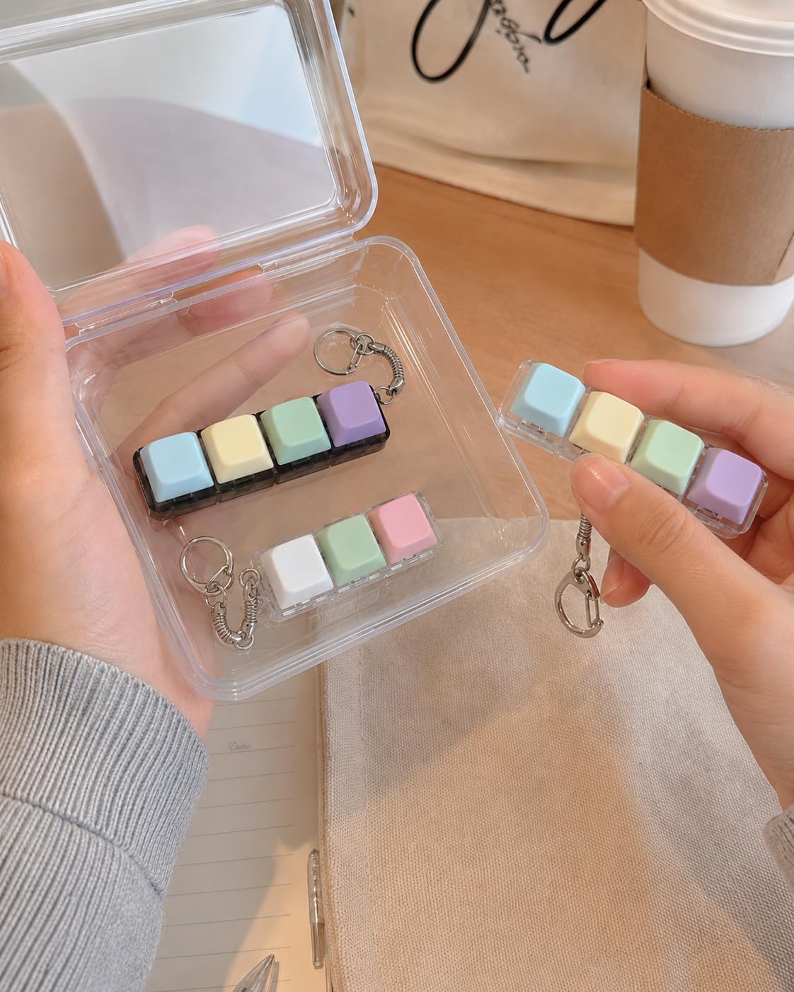 3 Pack Keyboard Fidget Toys,Silent&Clicky Fidgets,Stress Relief Button Toys | Keychains, Fidget Toys for Adults,Teclado desestresante,Boost Focus&Calm Anxiety at Work,Back to School Gift