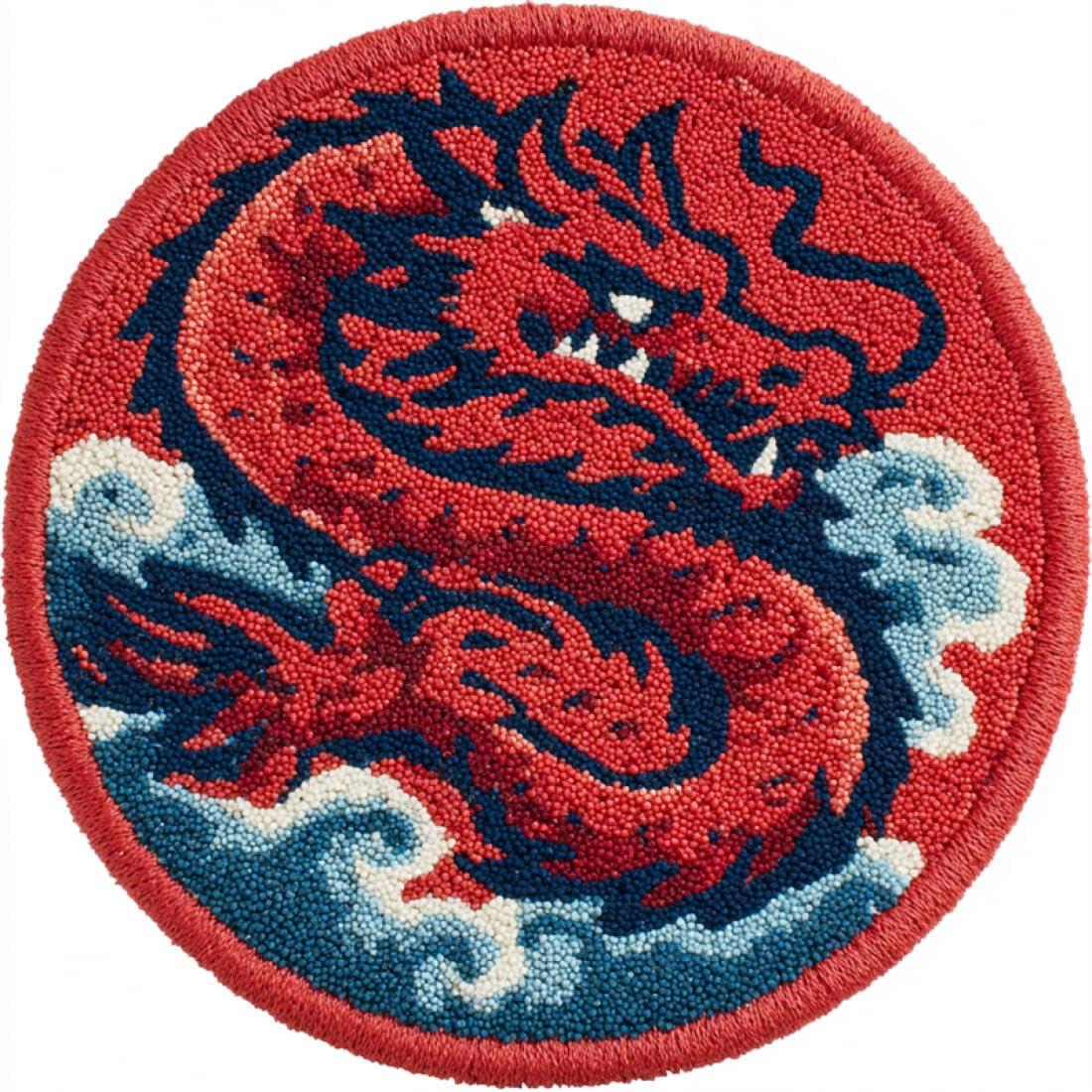 Rqwybcaxn D Iy Latch Hook Rug Kit For Teens Animal Embroidery Kit Eastern Ragon 80X80cm Roun Tapestry With Crochet Hook Study Craft Gift