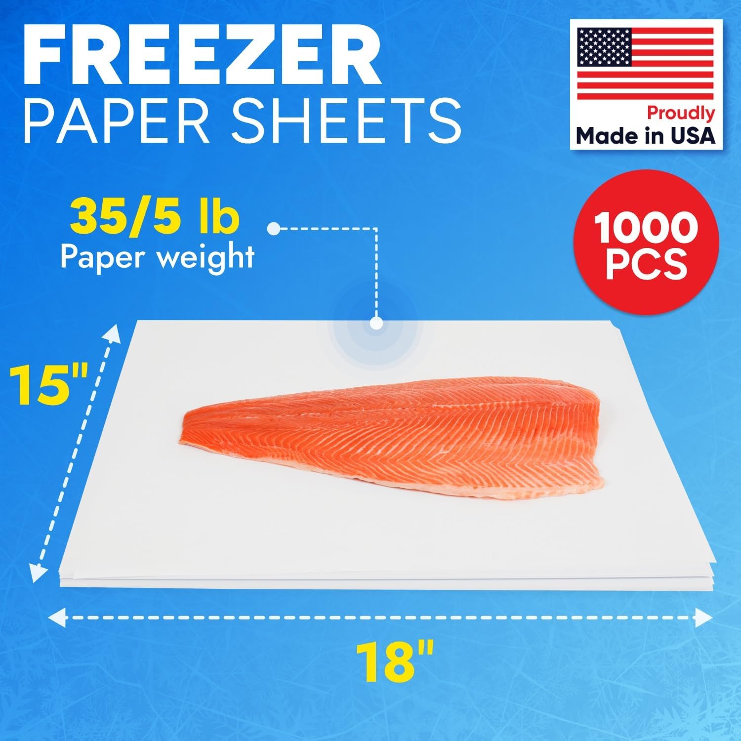 1000 Pcs Freezer Paper Sheets, 15" x 18", Poly-coated on one side - Prevents from Freezer Burn - Moisture-Resistant Wrapping Paper for Meat, Fish, Vegetables - Keeps Meat fresh for up to 1 Year image 2