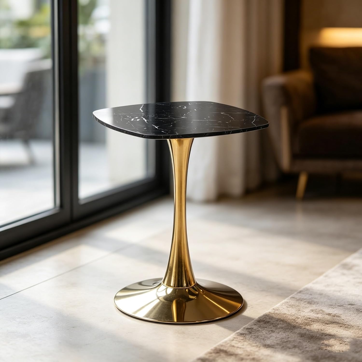 Square Tulip Dining Table Modern Pedestal Base Accent Table for Living Room Kitchen Small Space Apartment Compact Home Use