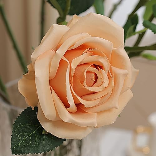 Miniatura 8 de Sarkoyar Ramo de rosas artificiales de 1 rama 3 cabezas de un solo tallo para decoración de tumbas de jardín arreglos de boda rojo vino 29 pulgadas