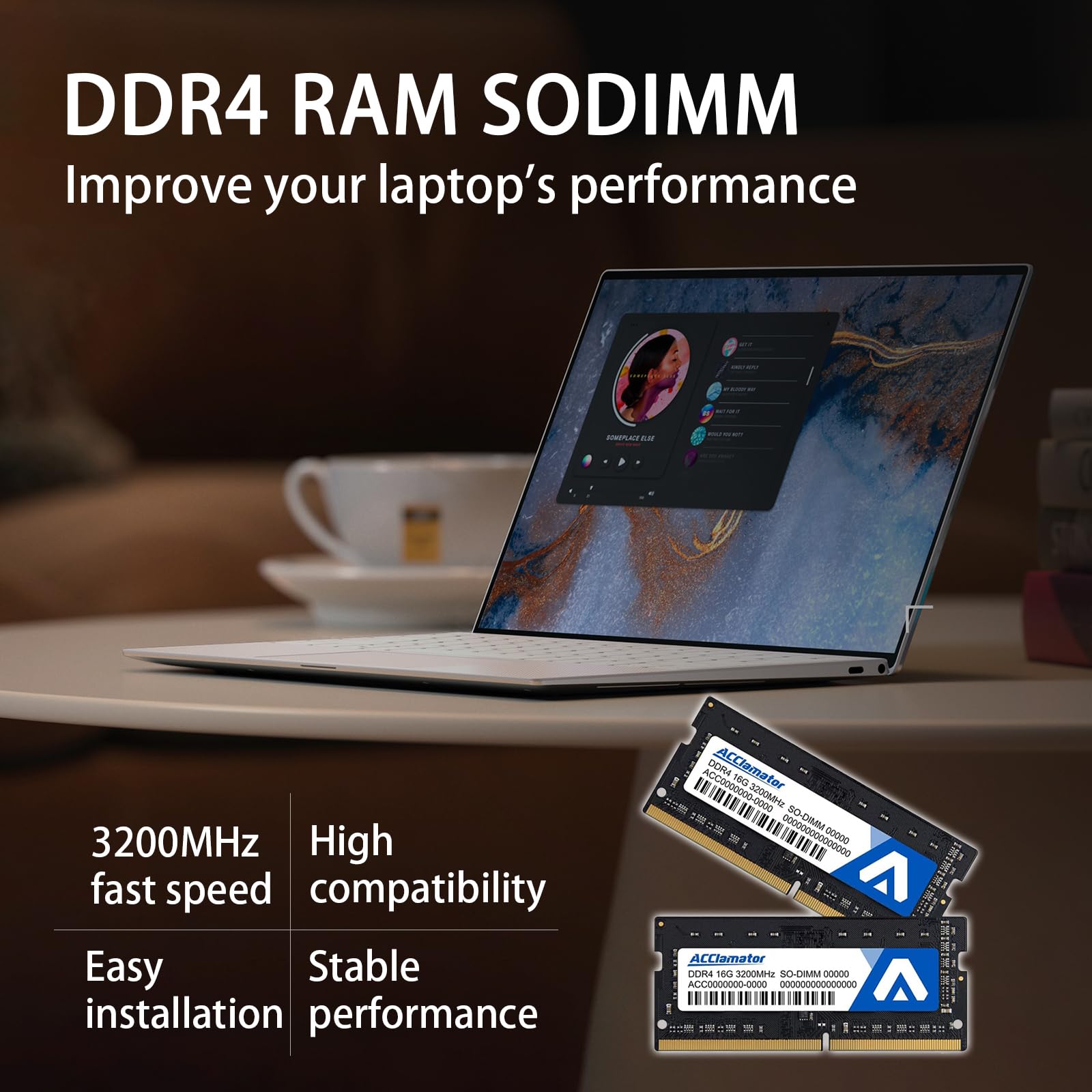 Acclamator Kit DDR4 de 32 GB (2 x 16 GB) 3200 MHz PC4-25600 CL22