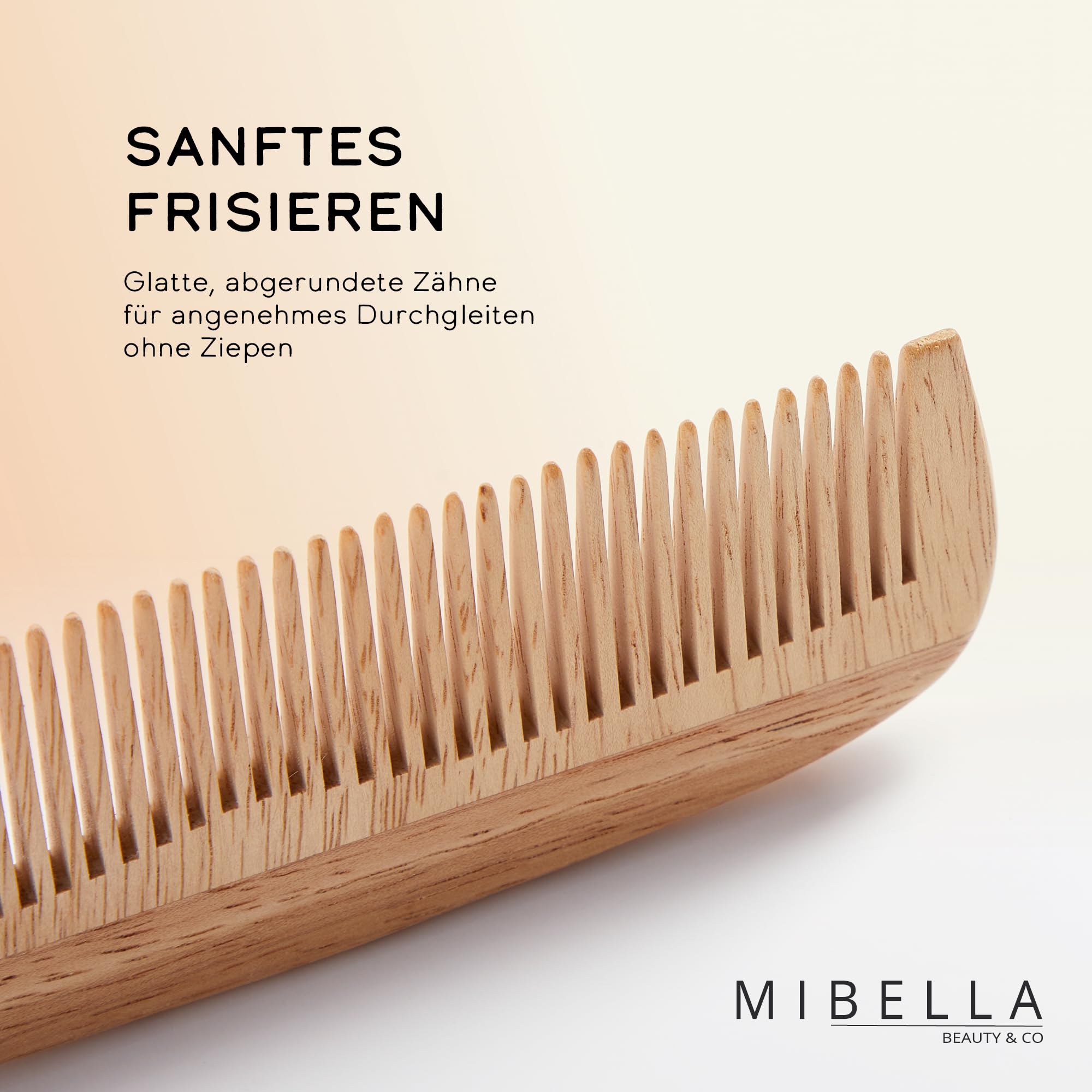 MIBELLA BEAUTY & CO Grzebień kieszonkowy z trwałego drewna dla mężczyzn i kobiet – delikatny grzebień do wszystkich włosów, antystatyczny, grzebień do strzyżenia włosów do profesjonalnego zastosowania