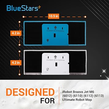 BlueStars 8 Pack m6 Microfiber Wet & Dry Mopping Pads - Compatible with iRobot Braava Jet M6 (6110) (6012) (6112) (6113) Washable and Reusable Microfiber Deep Clean Mop Pads, 4 Wet Pads & 4 Dry Pads