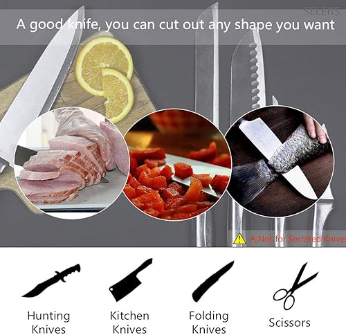 Miniatura 6 de SELERS - Afilador de cuchillos manual de acero de tungsteno con revestimiento de diamante de 3 etapas para restaurar y pulir cuchillas, afilar