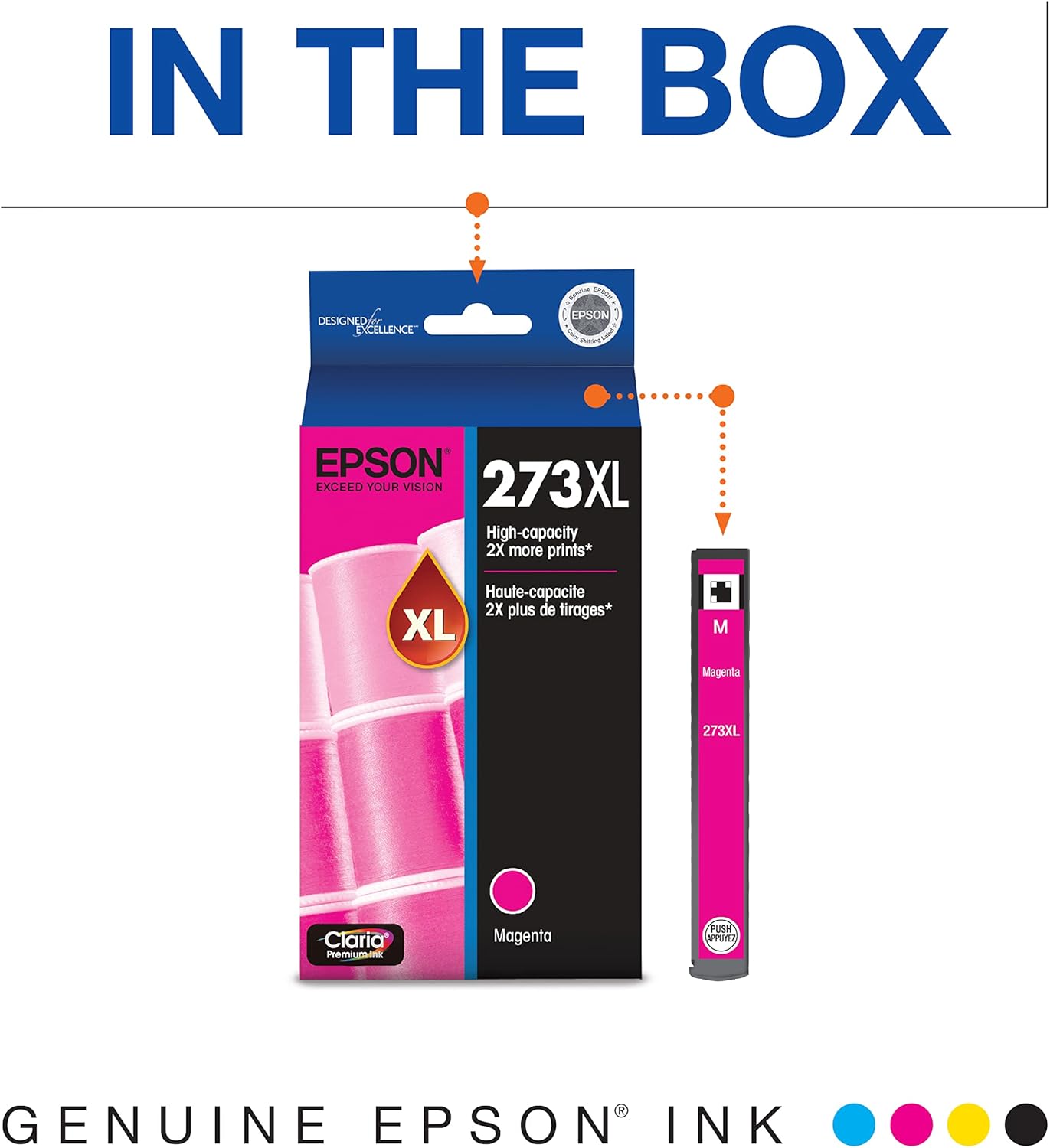 EPSON 273 Claria Ink High Capacity Magenta Cartridge (T273XL320-S) Works with Expression Premium XP-520, XP-600, XP-610, XP-620, XP-800, XP-810, XP-820