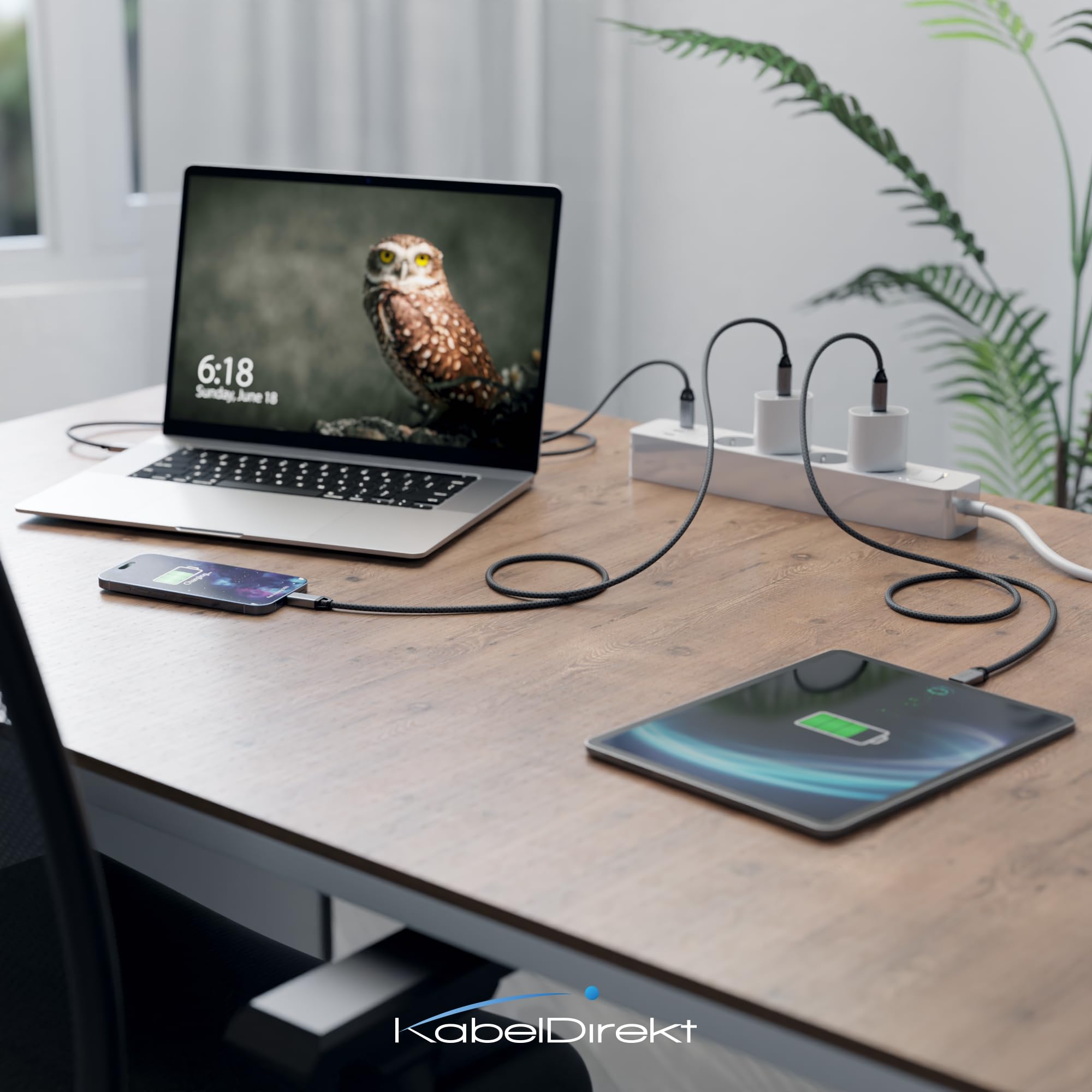 KabelDirekt – Cavo USB-C per Ricarica Veloce, Connettori Metallici + Intrecciato in Nylon, USB 2.0 – 1 m (Ricarica Telefoni/Computer Portatili con 60W, Ideale come Cavo di Carica/Dati, Nero) - Vista 6