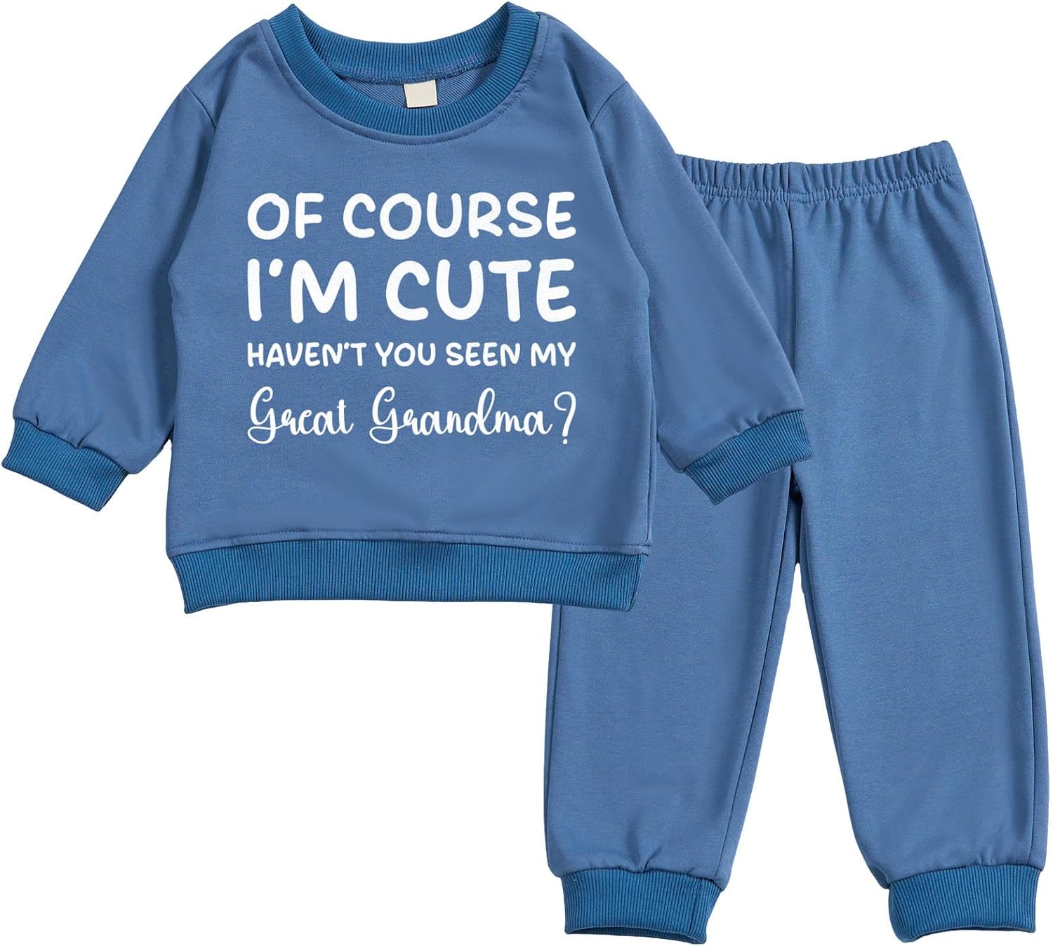 Toddler Baby OF COURSE I'M CUTE Long Sleeve Sweatshirt Top Jogger Pants Clothes Set