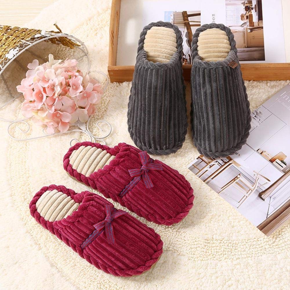 Zapatos De Casa Forrados,Pantuflas De Algodón Antideslizantes con Piso De Pana De Otoño E Invierno-L_38-39(Color : D, Size : 4041) (I 3839)