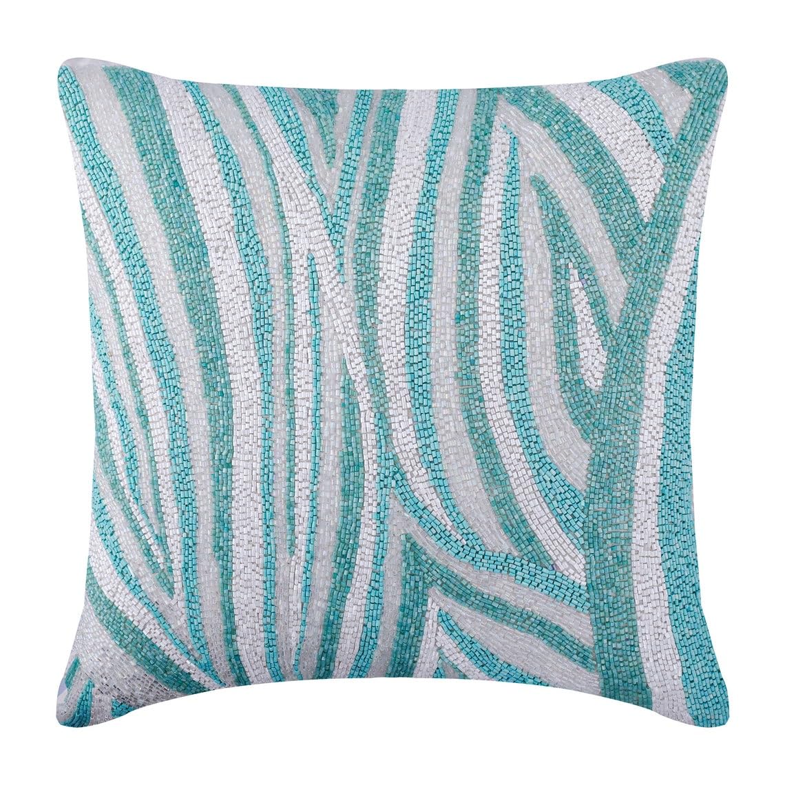 The HomeCentric Aqua Blue Cushion Covers 60x60 cm (24x24 inch), Decorative Square Throw Pillow Covers for Living Room, Bedroom, Sofa with Invisible Zipper, Contemporary Silk Pillowcase - Arctic Layer โ image 1