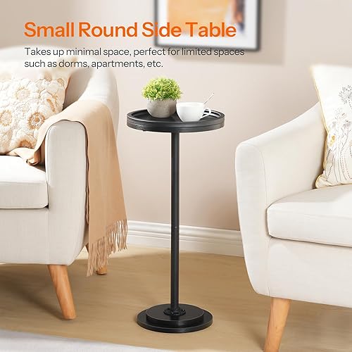 Miniatura 4 de HOOBRO Mesa auxiliar redonda pequeña, mesa de bebidas, mesa de café Martini con acento de pedestal para espacios pequeños en sala de estar,