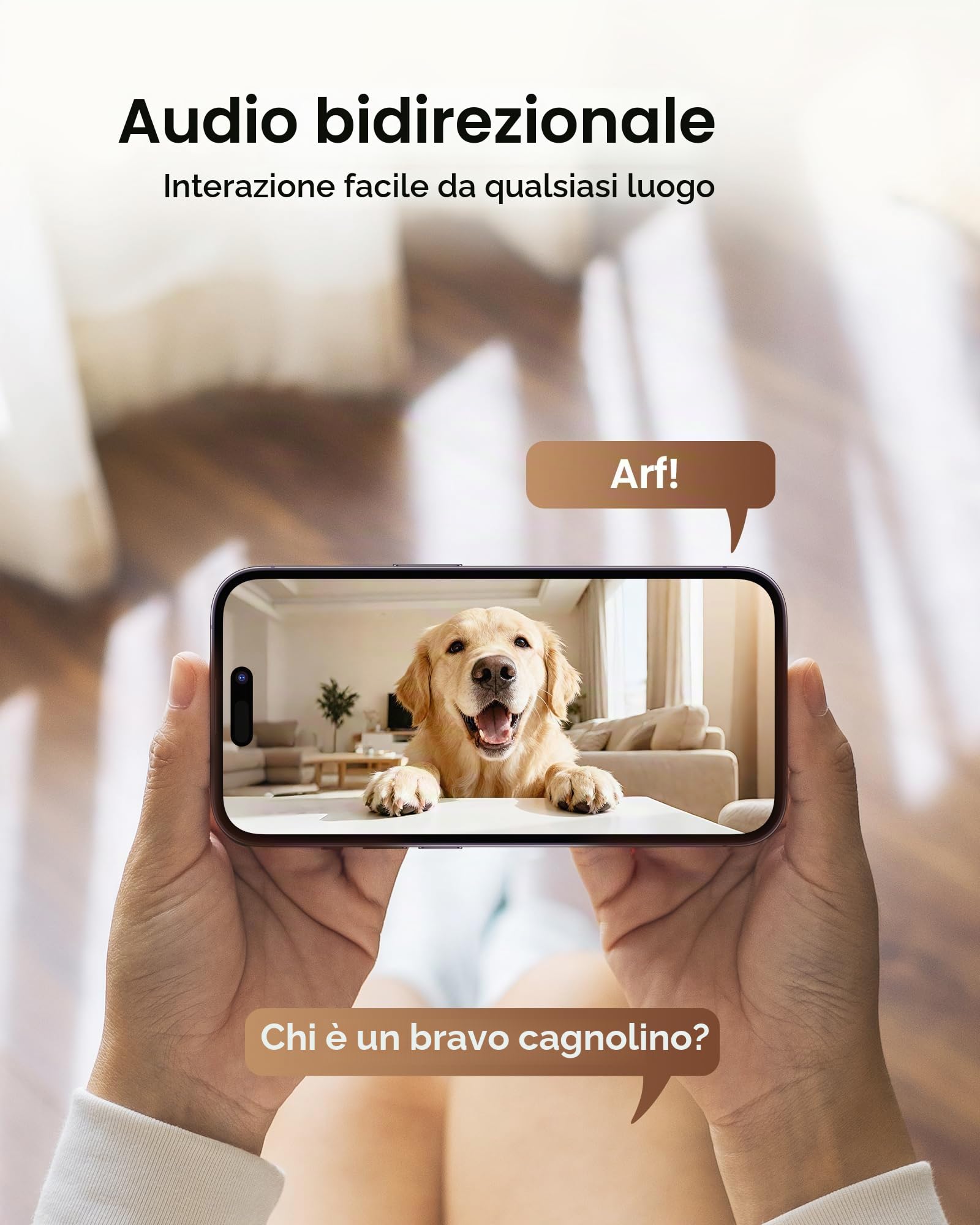 ZOSI 4K Telecamera di Sorveglianza WiFi per Interni con Scheda da 64 GB, WiFi 2,4/5 GHz, Visione a 360°, Rilevamento AI per Bambini/Animali Domestici, Audio Bidirezionale, Chiamata con un Tocco, C518 | Rilevamento e tracciamento di persone/animali domesti