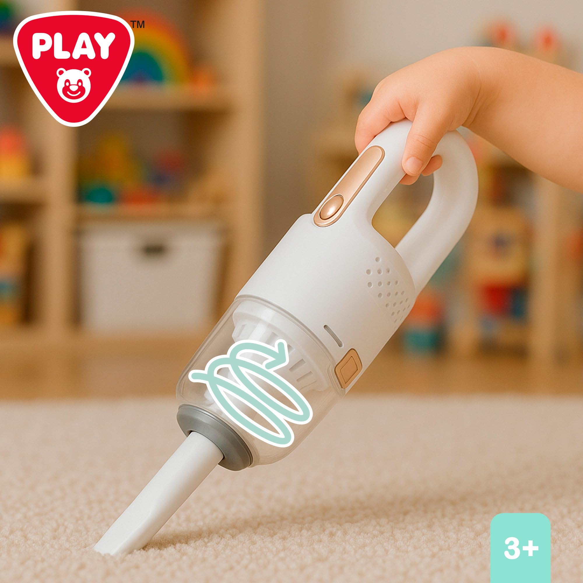 ColorBaby Play Aspirapolvere giocattolo elettrico, senza cavo, con supporto e accessori, set da 7 pezzi, effetto di aspirazione, giocattolo educativo, gioco d'imitazione, per ragazzi e ragazze dai 3