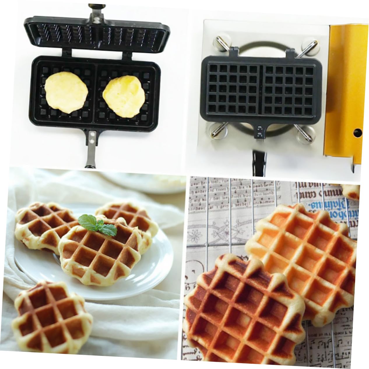 Stampo Facile da Pulire e Lavabile in Alluminio Pressofuso e Waffle Nero Piastra per Waffle Preparazione di Dolci Fatti in Casa per Cottura su Fornello