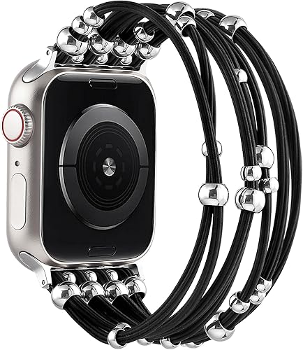 Miniatura 8 de VISOOM Pulsera bohemia con cuentas compatible con Apple Watch de 3840411.654 in para mujer, correa elástica para iWatch para mujer para Apple Watch