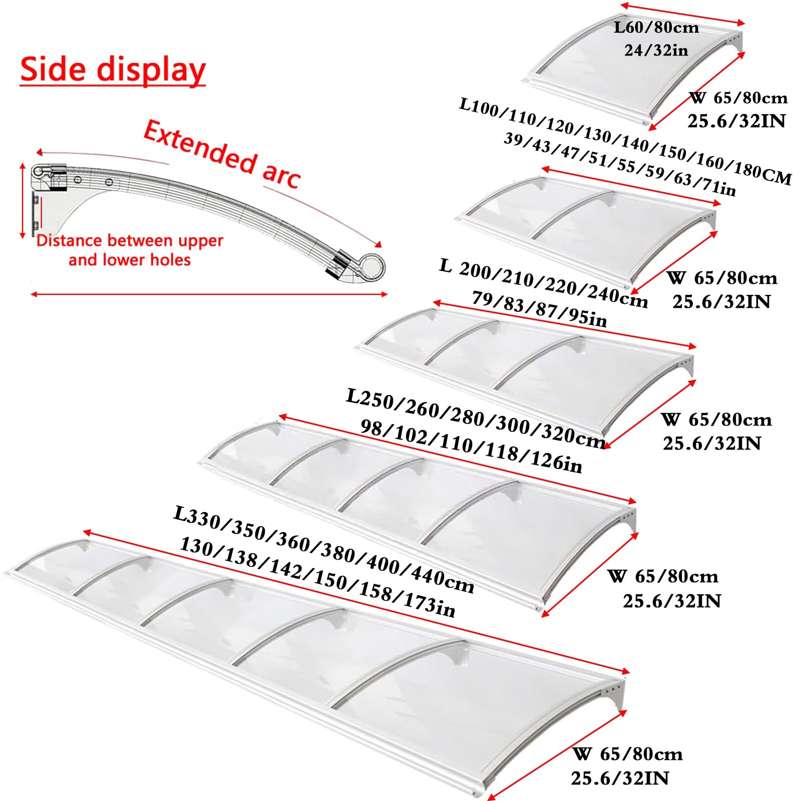 Copertura per porta in policarbonato resistente alle intemperie per esterni (80 x 160 cm), protezione elegante per case e aziende