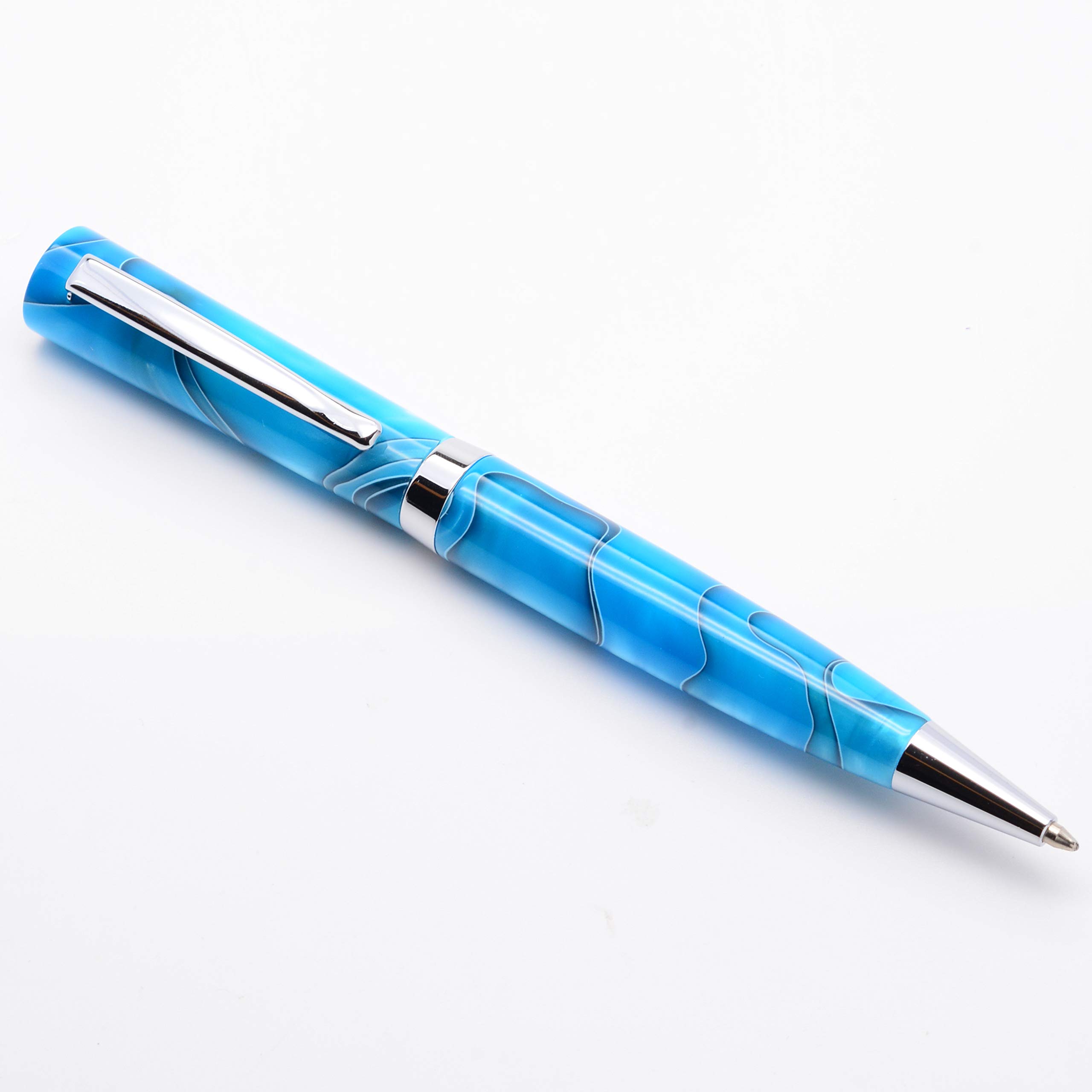 LACHIEVA LUX - Penna a sfera con finitura in celluloide, colore: Blu chiaro