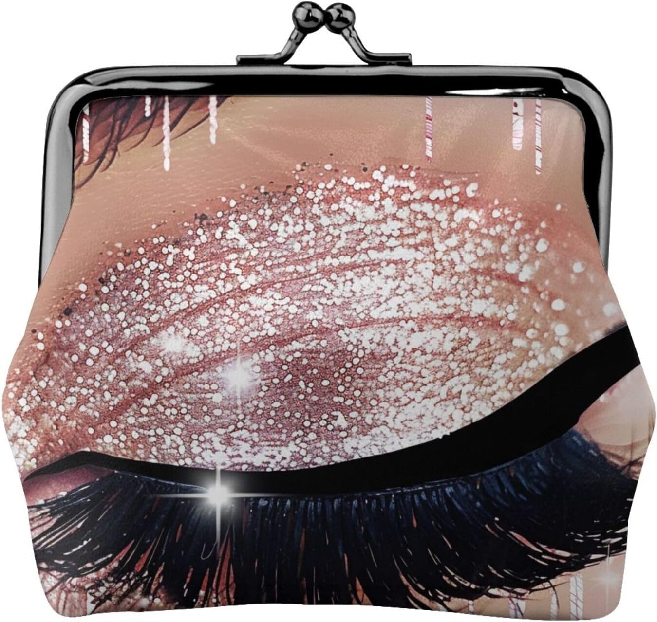 Spring Floral Butterfly Prints Coin Purses with Kiss-lock, PU Leather Mini Pouch Change Wallet for Men Women