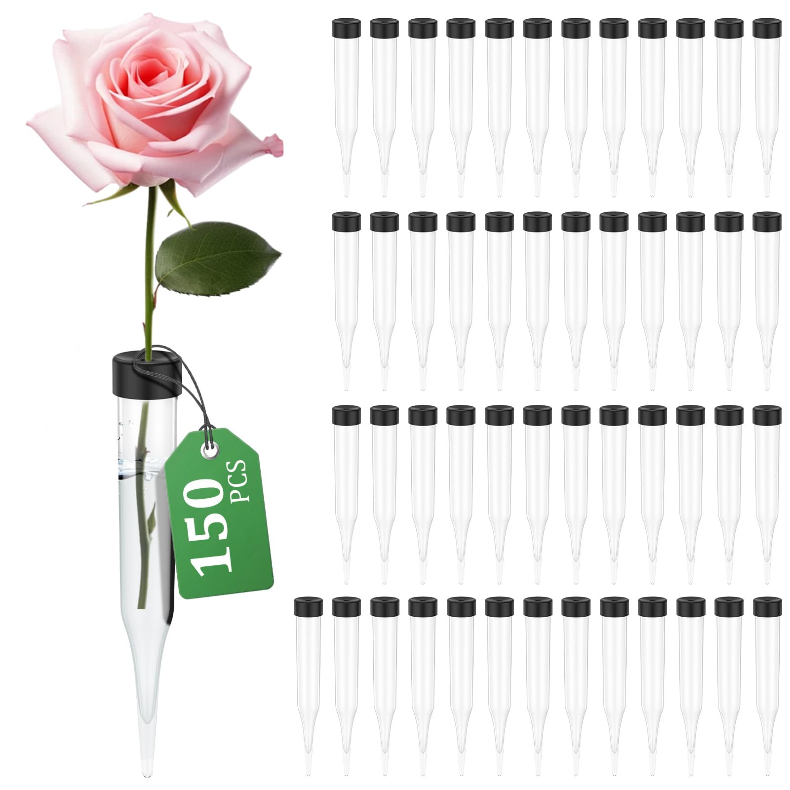 CBWERBB 150Pcs Flower Tubes,11cm Plastic Flower Posy Picks Orchid Tubes with Spikes for Home Decor Bouquet Wedding DIY Flowers Arranging