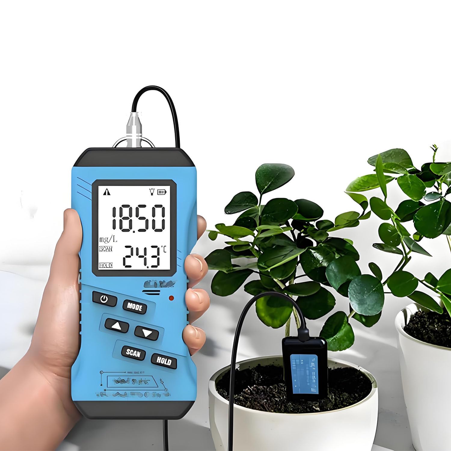 7 w 1 przenośny analizator gleby, analizator NPK PH EC, z czujnikiem wilgotności i temperatury, zestaw do badania gleby ogrodowej z podświetlanym ekranem LCD, 7 w 1 przenośny analizator gleby