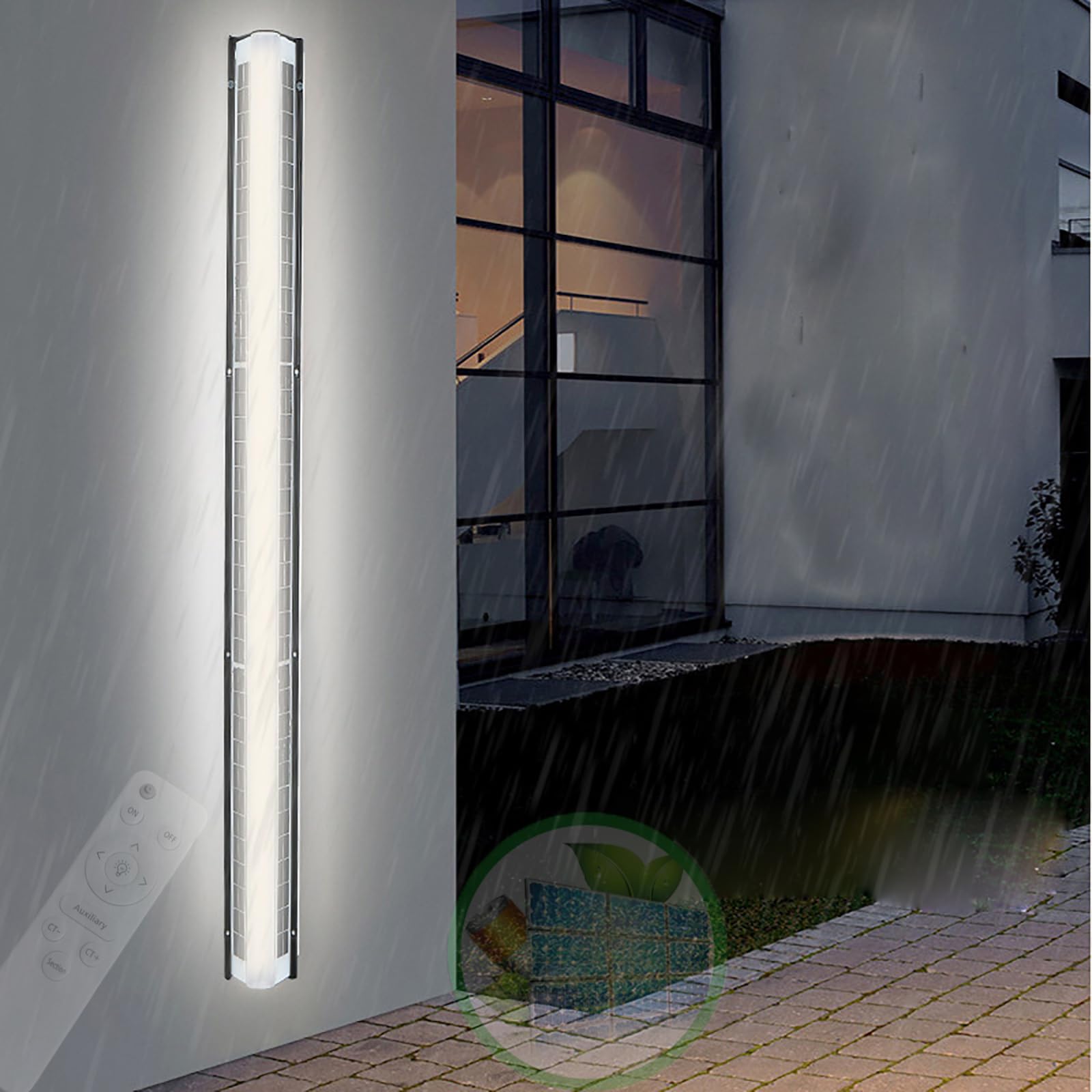 HELCEKOU Solar Outdoor Wall Lights with Remote Control, Super Bright LED Sconce for Garden & Garage, Waterproof Minimalist Acrylic Aluminium Design, 20CM Cold Light Security Lamp