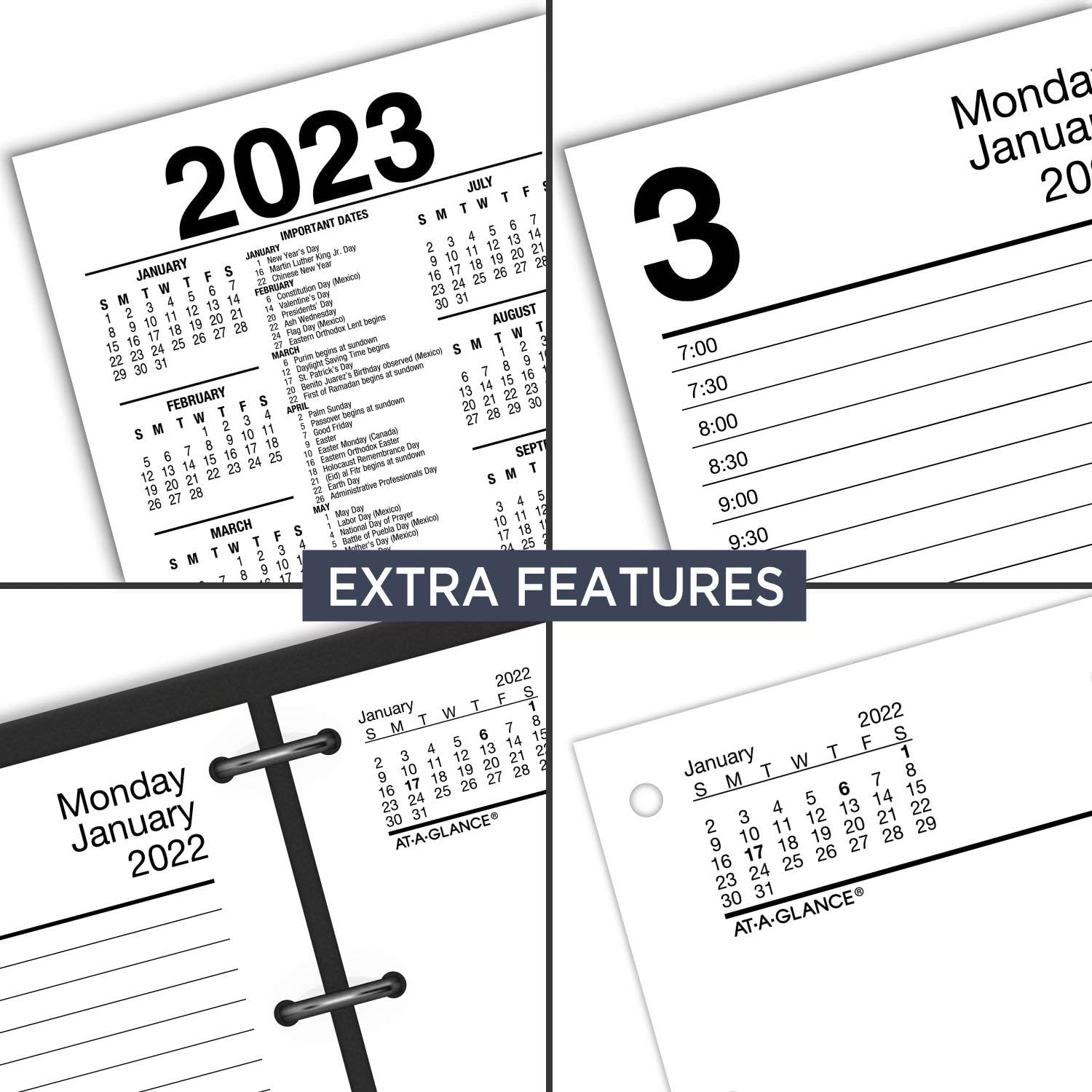 2022 Daily Desk Calendar Refill by AT-A-GLANCE, 3-1/2" x 6", Loose-Leaf, Recycled (E717R50) : Office Products
