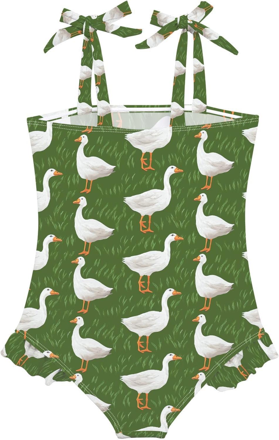 visesunny Toddler Girl Swimsuit Adjustable Strap Swimwear Cartoon Goose Green Bathing Suits for Girls 18M-6Y