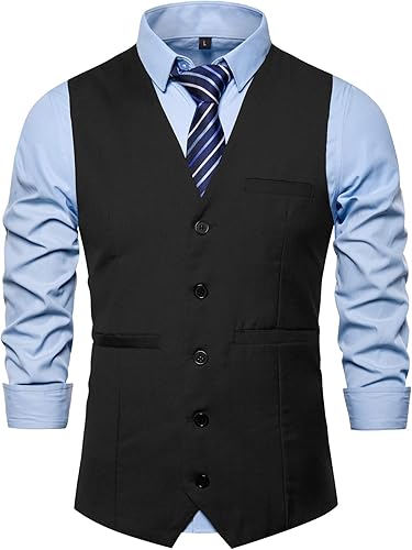 Miniatura 2 de DONGD Chaleco de traje formal para hombre, chaleco de vestir de negocios para traje o esmoquin