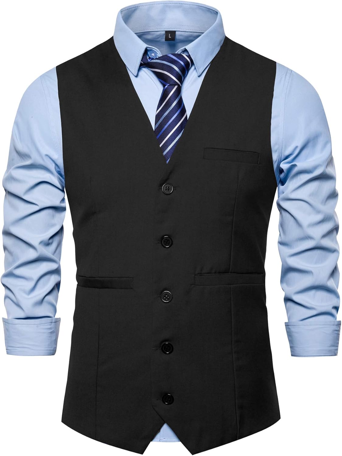 AOYOG Mens Formal Business Suit Vests 5 Buttons Regular Fit Waistcoat for Suit or Tuxedo at  Men’s Clothing store