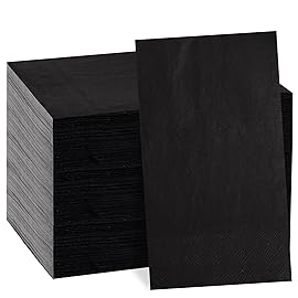 BUCLA 100-Count 3-Ply Black Napkins - Black Paper Napkins Disposable Premium Quality, Absorbent for Kitchen, Parties, Weddings, Halloween & New Year