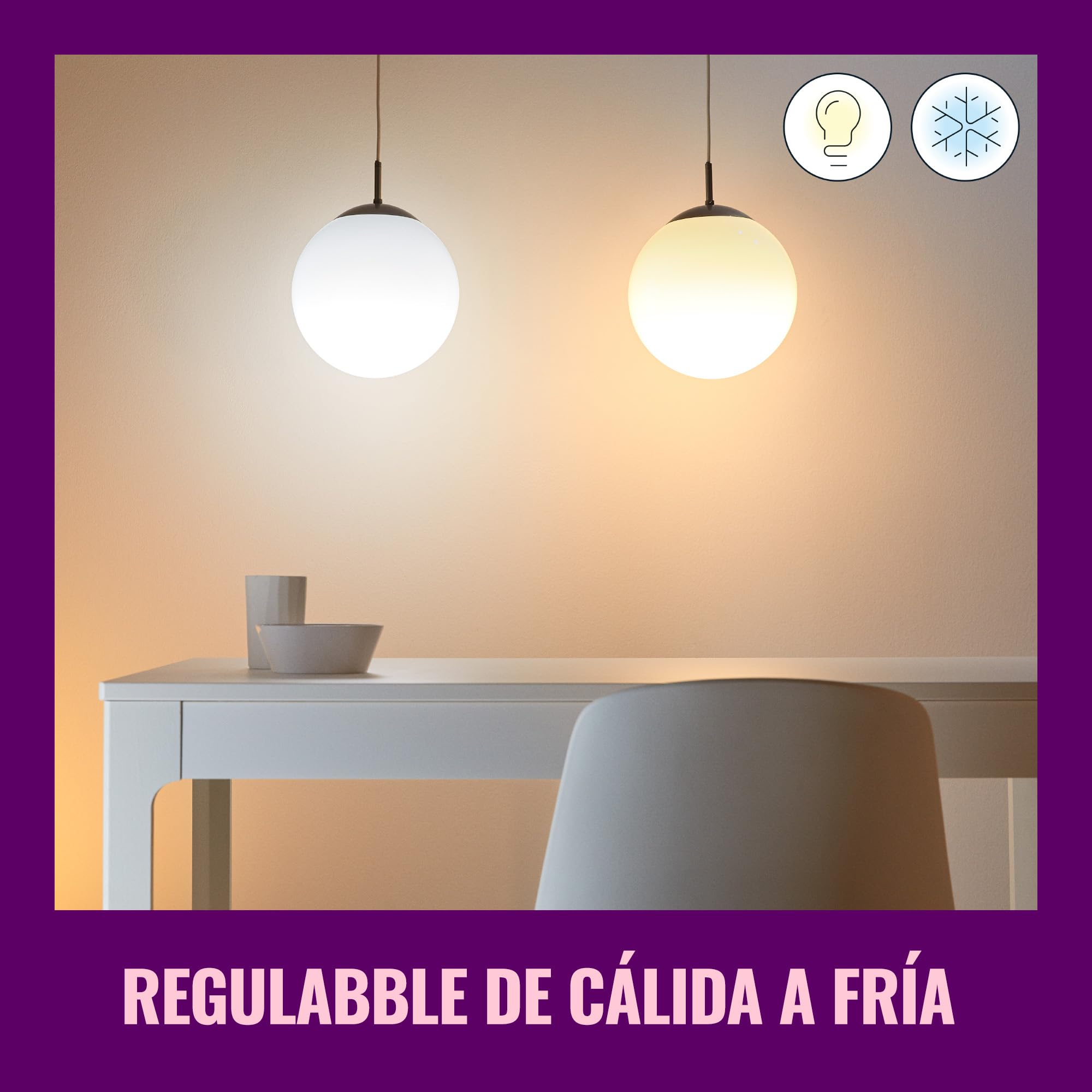 WiZ - Bombilla LED Inteligente Wi-Fi, P45 4,9W (Eq. 40W) casquillo E14, Luz Blanca y de Colores, con tecnología SpaceSense y compatible con Alexa y Google Home