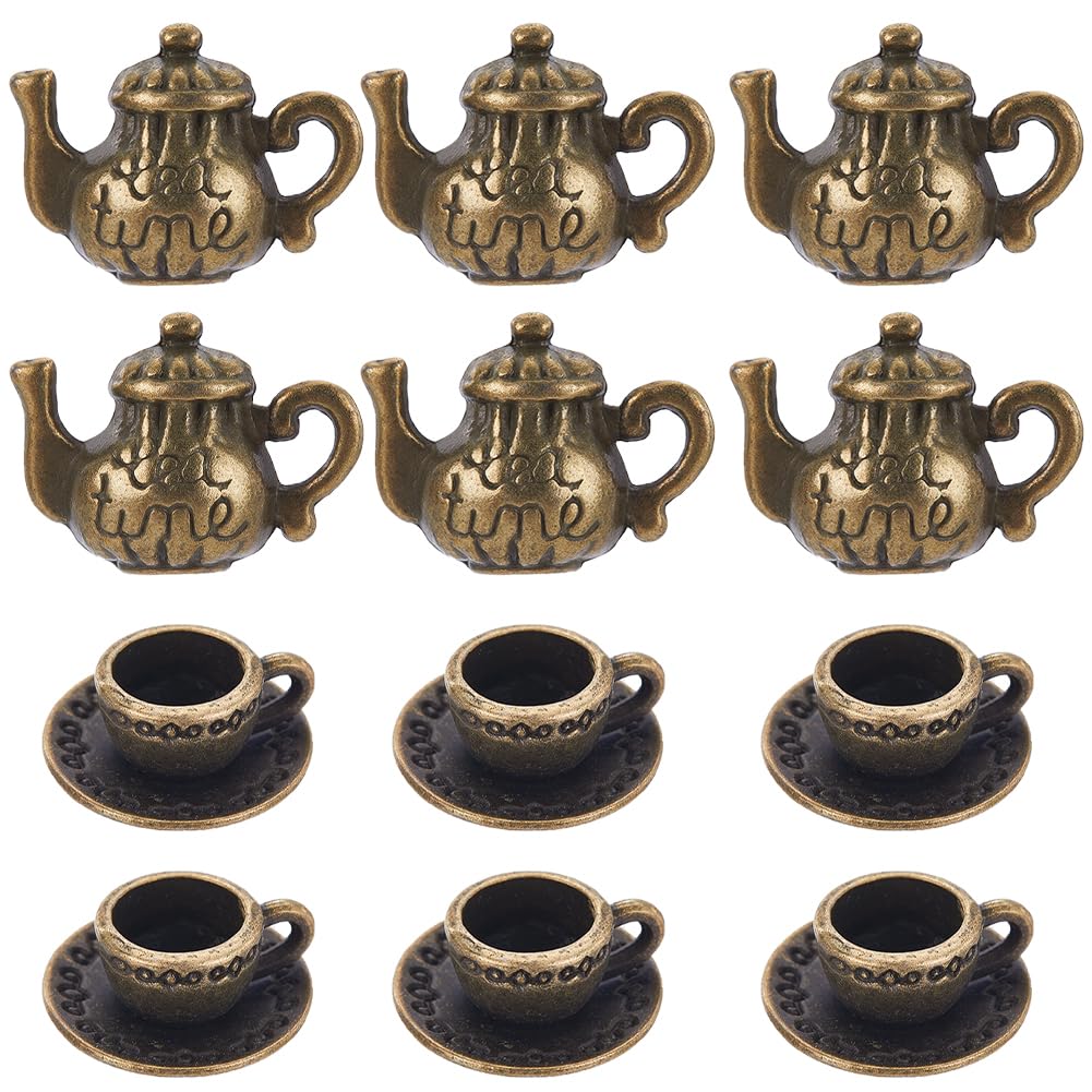 SUNNYCLUE 1 Box 40Pcs 2 Styles Cup Charms Bulk Teapot Charm Mini Cute Antique Bronze Coffee Tea Cups Tibetan Vintage Mug Teapots Charm for jewellery Making Charms Women DIY Earrings Necklaces Crafts