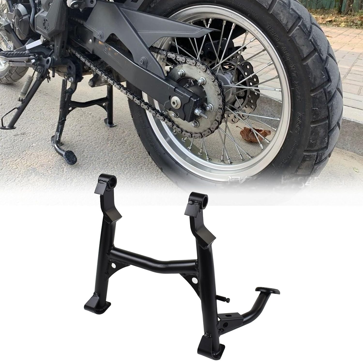 Motorcycle Upright Center Stand Double Foot Side Stand Parking Leg Centerstand Support Rack fit for Ka-wa-sa-ki Ve-r-sys X 300 Ve-r-sys X300 X-300 2017 2018 2019 2020 2021 2022 2023 2024