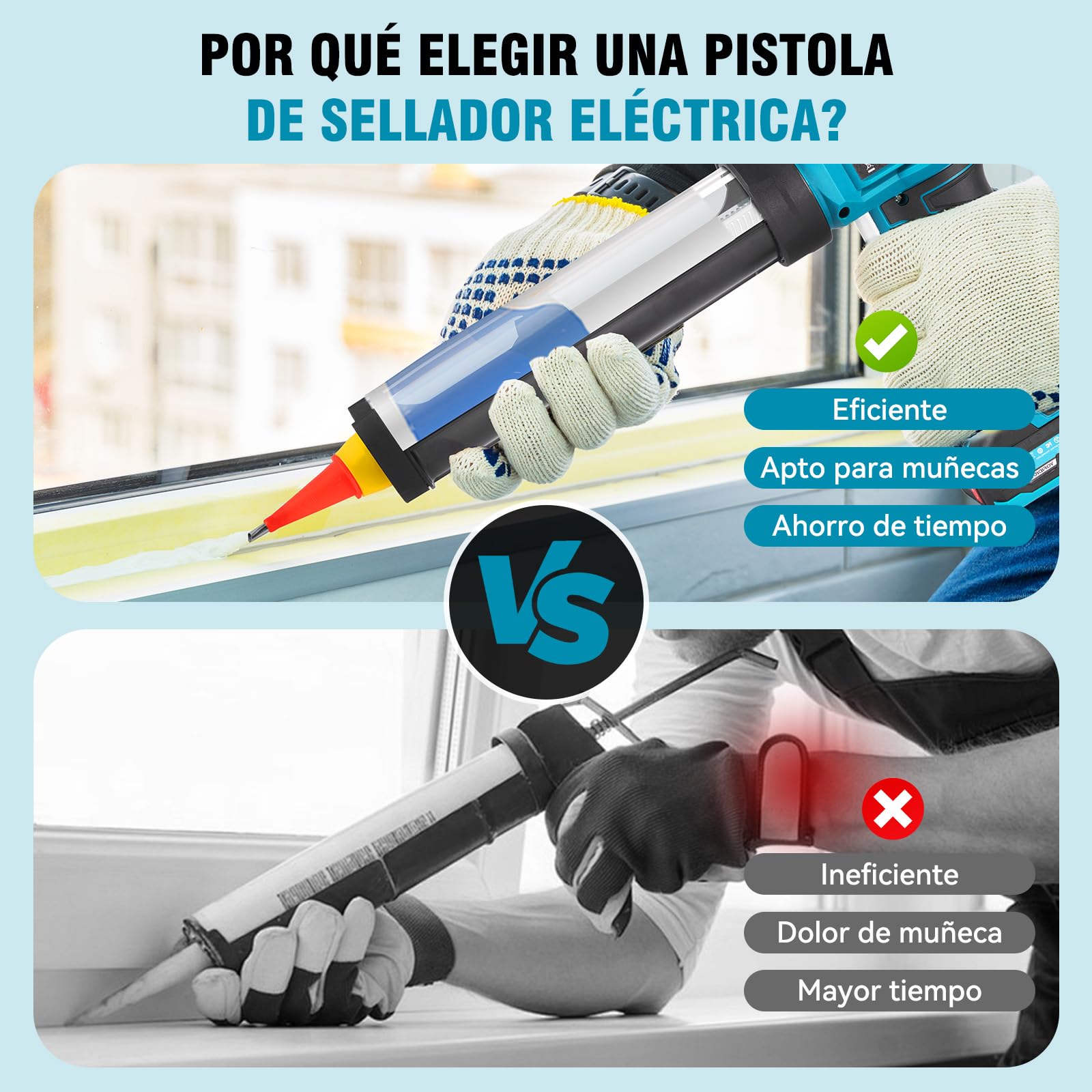 Yofidra Pistola de Cartuchos Eléctrica, Batería 2 x 2.0Ah, 4 Velocidades, Iluminación LED, Pistola para Cartuchos de Silicona, Pistola para Cartuchos de 300ml, Sello, Masillado, Sin Fugas | Iluminación LED, pistola de silicona para cartuchos de 300 ml, pa