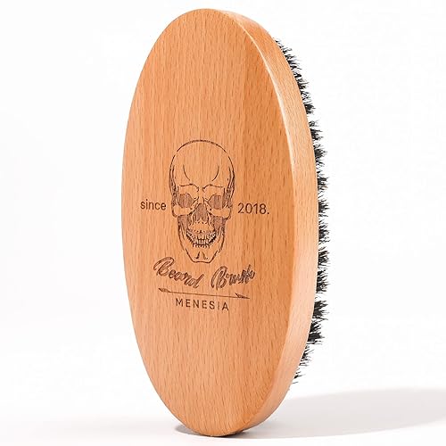 Miniatura 8 de Cepillo de barba de cerdas de jabalí para hombre, cepillo de madera suave para barba de viaje de bolsillo para hombre (calavera)
