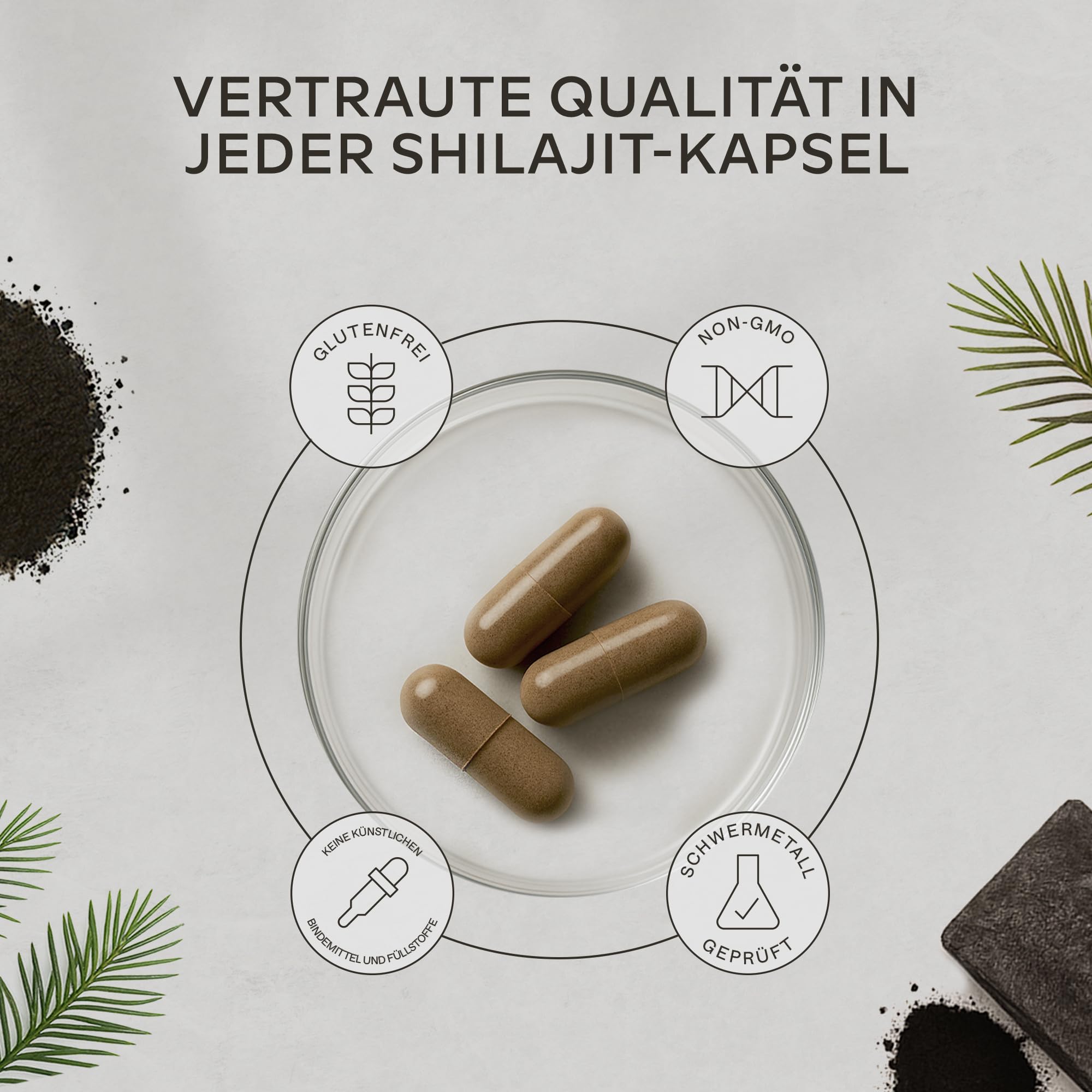 Pure Himalayan Shilajit Kapseln Hochdosiert 36000mg 30:1 Extrakt 50% Fulvinsäure & Huminsäure - Mumijo Shilajit Original Himalaya - Energie & Immunität - 90 Kapseln Vegan & Laborgeprüft