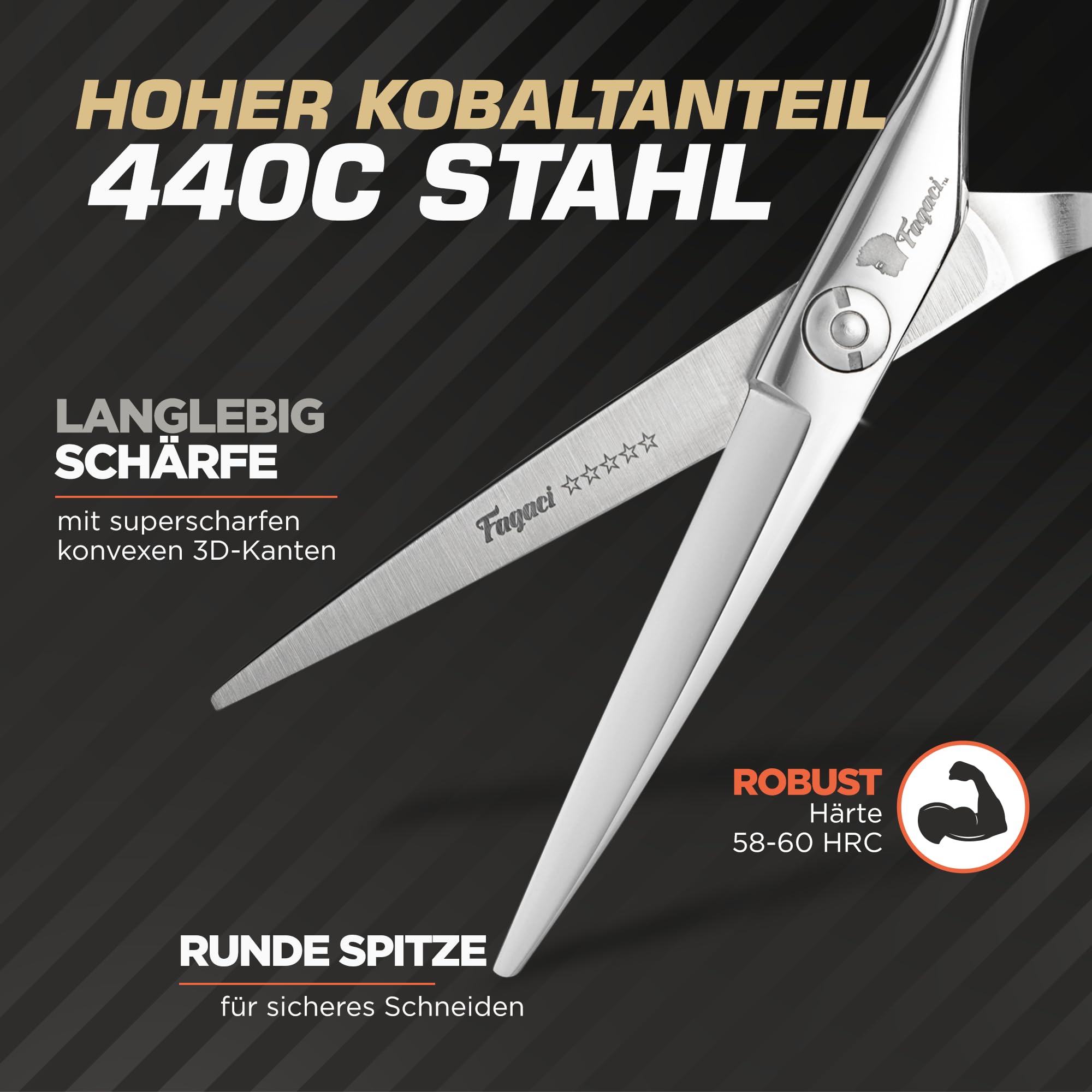 Fagaci Haarschneideschere Profi 6" 440C-Stahl Friseurschere Professionell Feiner Schnitt