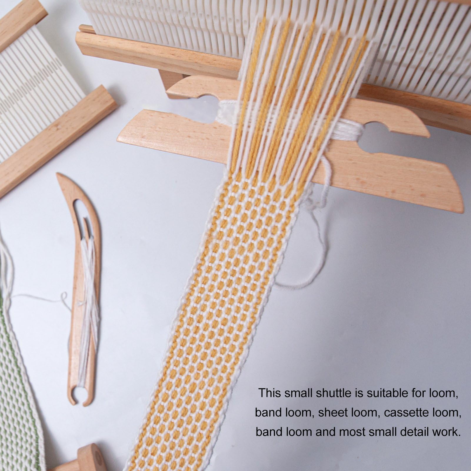 Weaving, High Flexibility Wooden Weaving Multifunctional Compact for Inkle Looms Table Looms (Bend Head Pattern)