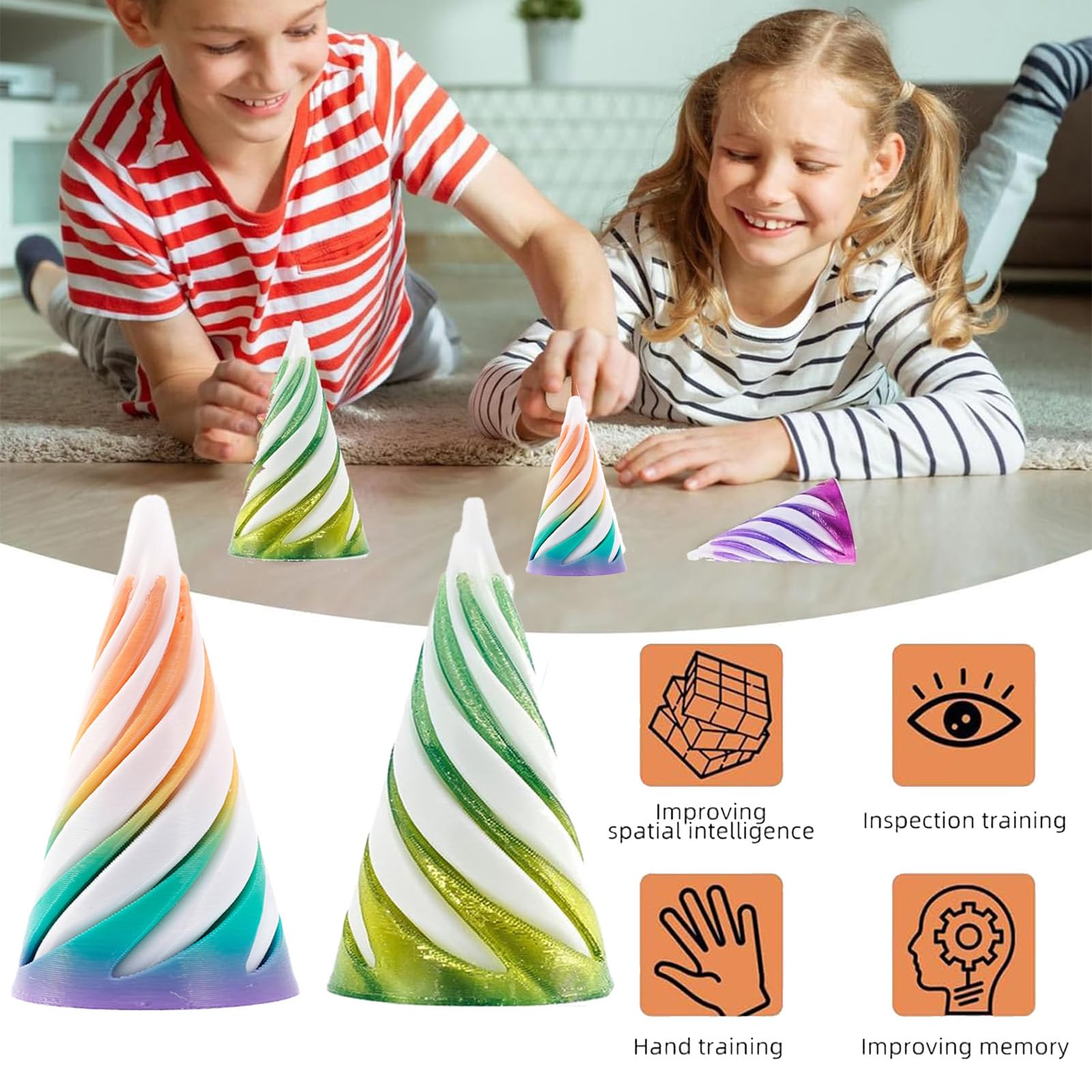4 PCS Spiral Cone Fidget Toy, Impossible Cone Stress Relief Desk Toy - Image 3