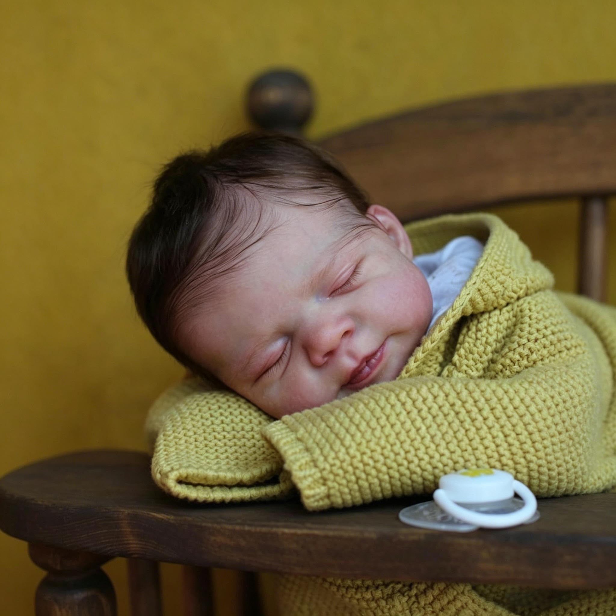 Realistyczne silikonowe lalki Reborn Baby Dolls Śpiąca Dziewczyna 45 cm Realistyczne lalki noworodka Pełne winylowe życie jak Reborn Baby Doll z żółtym swetrem, które wyglądają jak prawdziwe