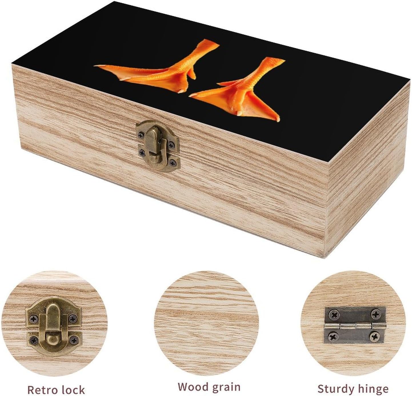 Duck Feet Funny Storage Boxes with Lid Wood Home Organizer image 3