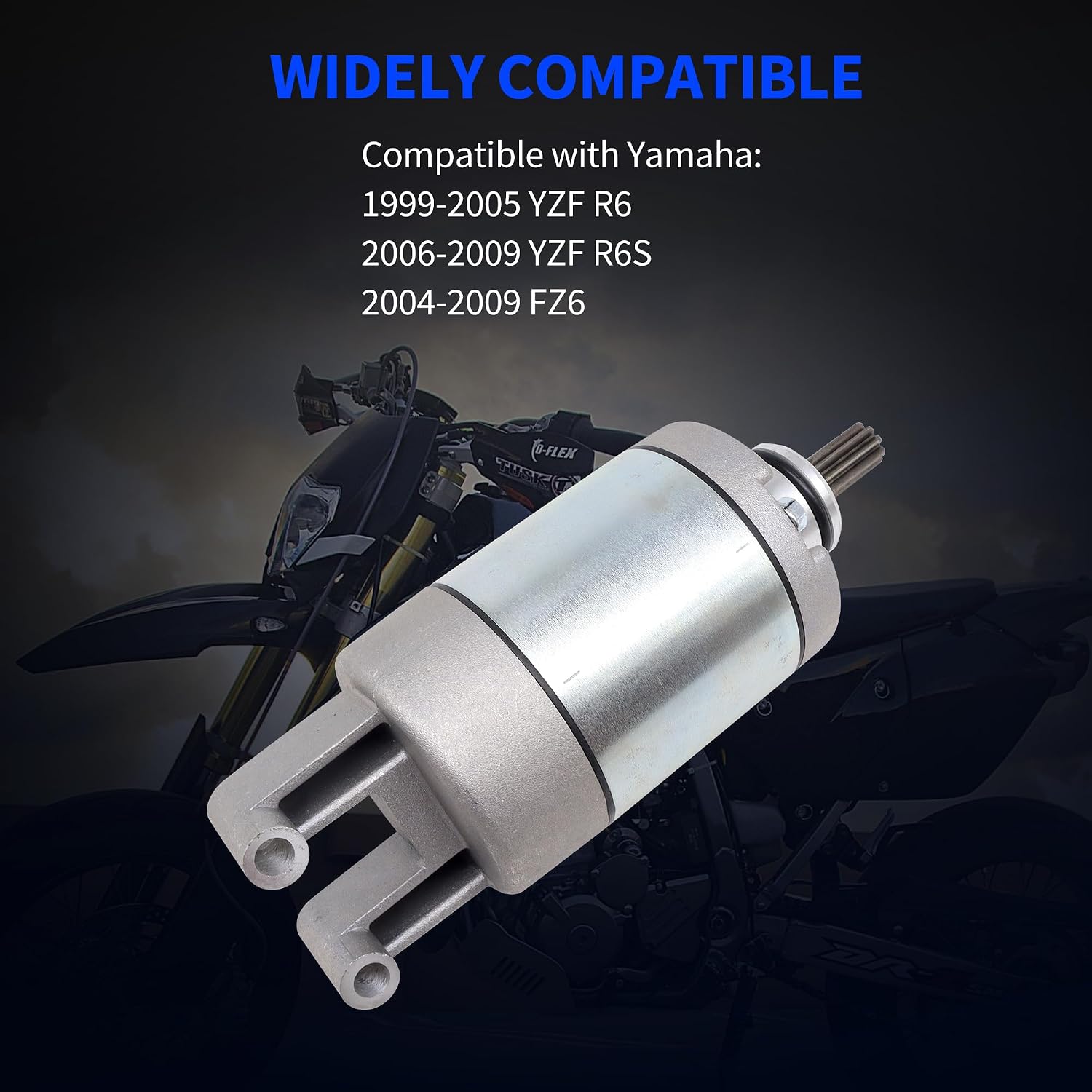 Starter Motor Assembly Compatible with Yamaha 1999 2000 2001 2002 2003 2004 2005 YZF R6, 2006 2007 2008 2009 YZF R6S, 2004-2009 FZ6 Replace# 5EB-81890 5EB-81890-00-00 519-CSM2206O