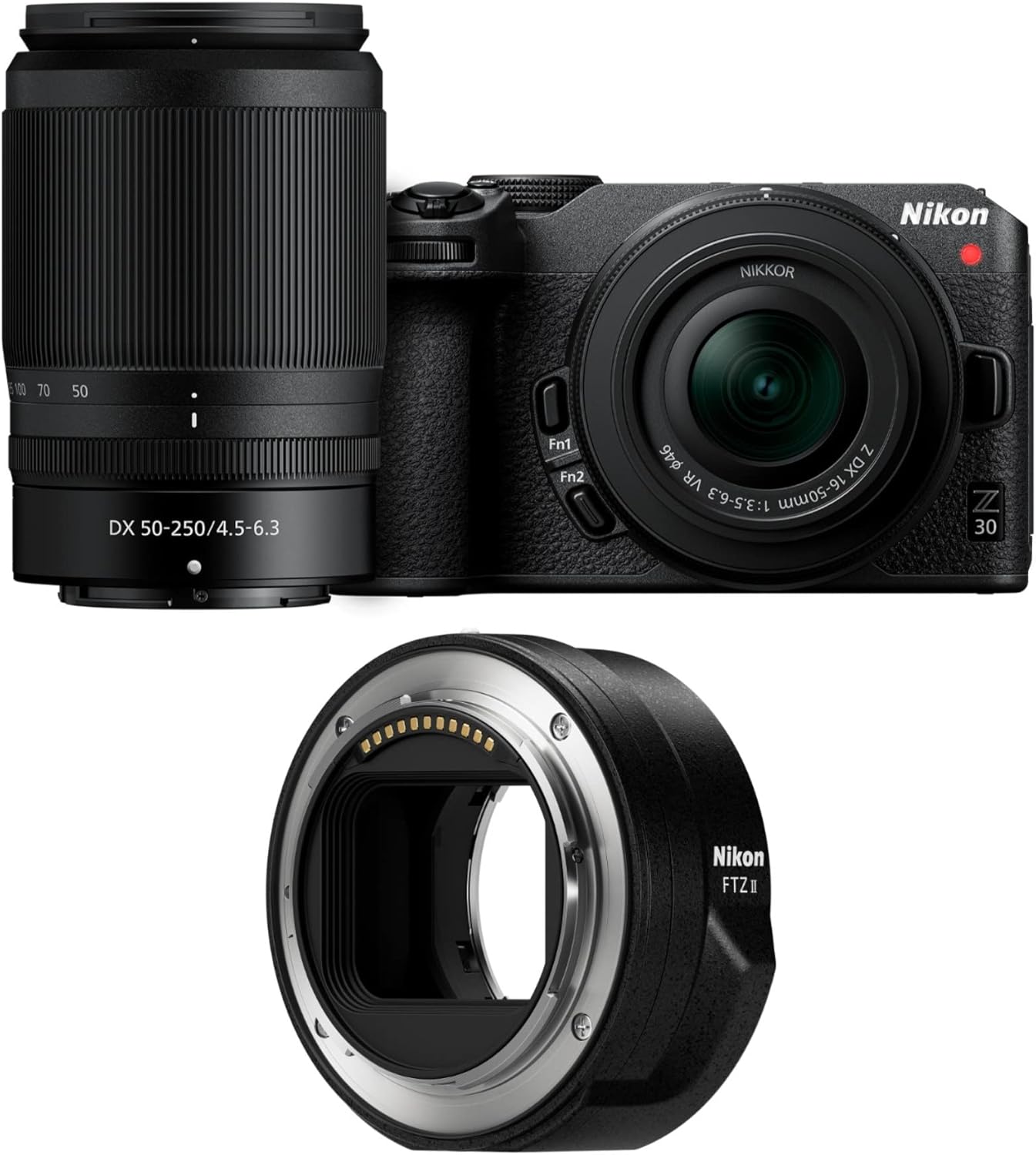 Nikon Z30 Mirrorless Camera Bundle with 16-50mm/50-250mm Lenses & Nikon FTZ Adapter II (2 Items)