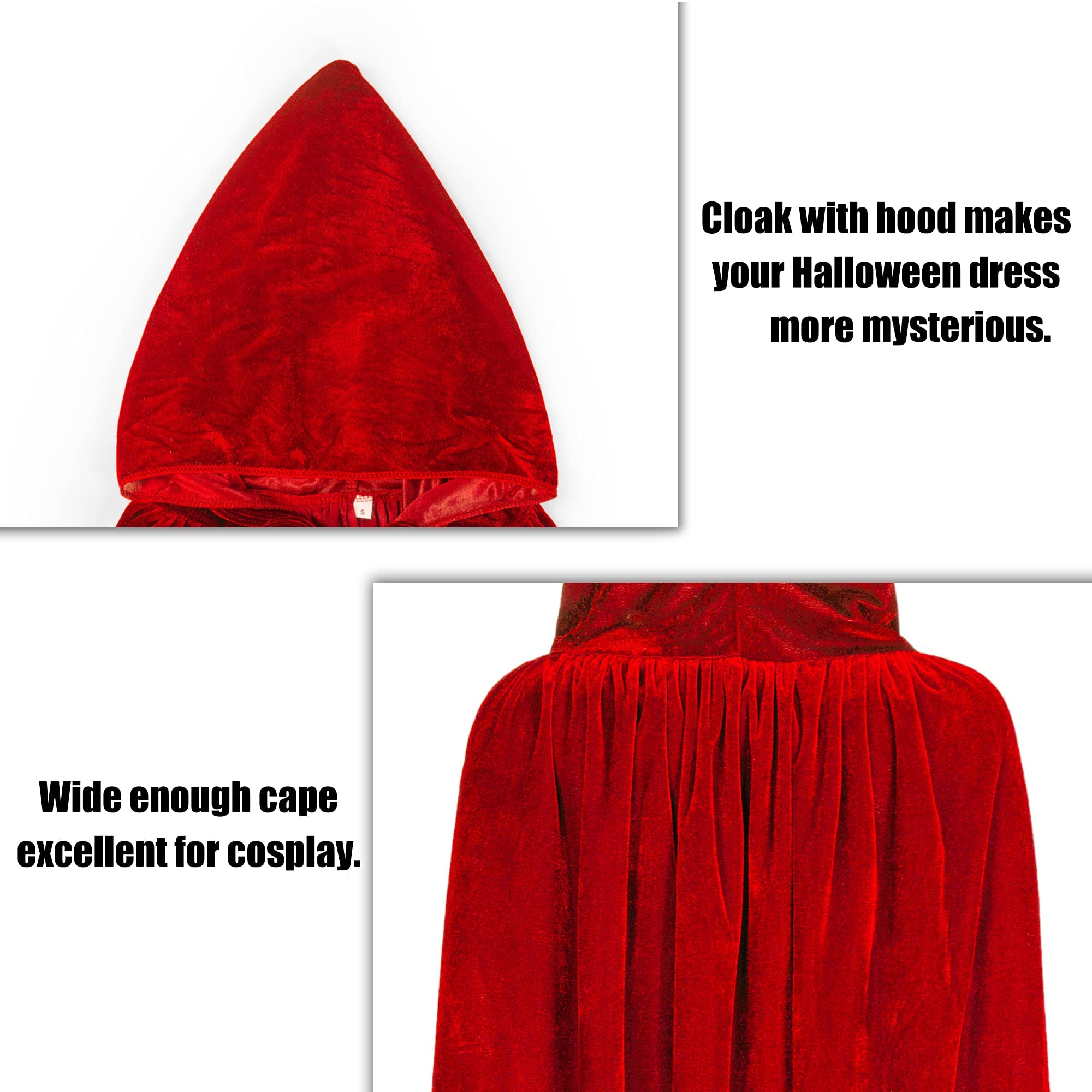 BALENNZ Cape Cloak with Hood - Adults Witch Cape Hooded Cloak for Women Men Halloween Costumes Christmas Cosplay