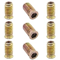 Vista 34 de MroMax 20 piezas de insertos de tuerca para muebles M6x10mm, acero al carbono, zincado, hexagonal interno, tornillo con brida, insertos de madera