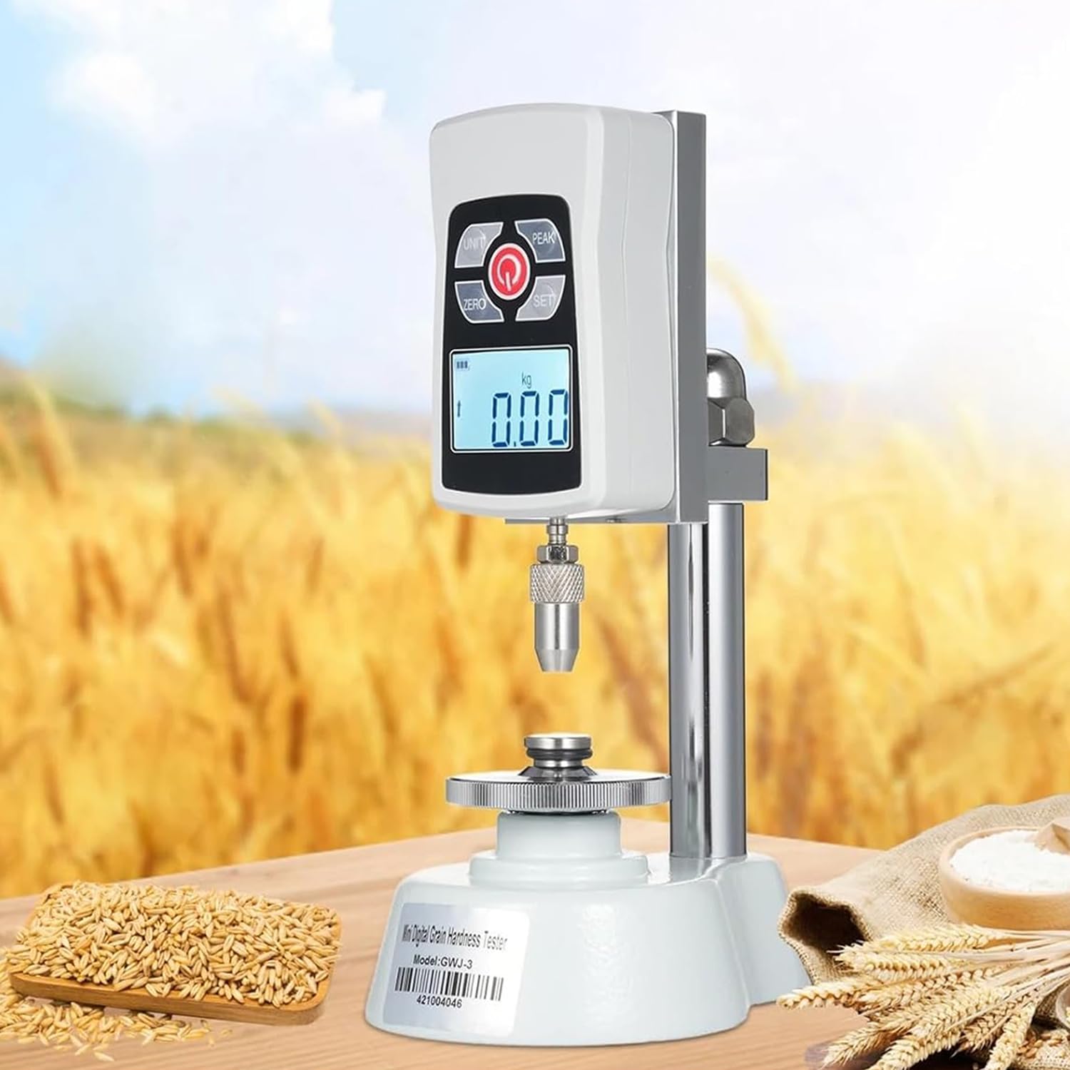 Probador digital de dureza de grano, durómetro de alta precisión para pruebas de calidad de semillas, pantalla LCD retroiluminada, carga máxima de 20 kg, análisis de forraje y arroz con cáscara