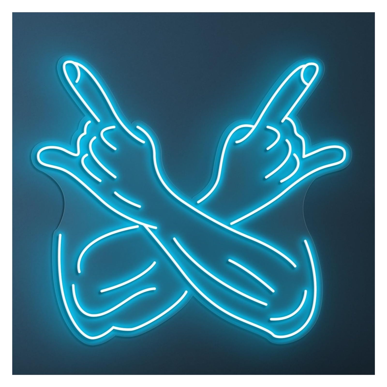 Rongch Ice Blue Hanging Art Signs Rock Hand Neon Sign, Suitable For Game Room Decor With Brightness Adjustable 50Cm