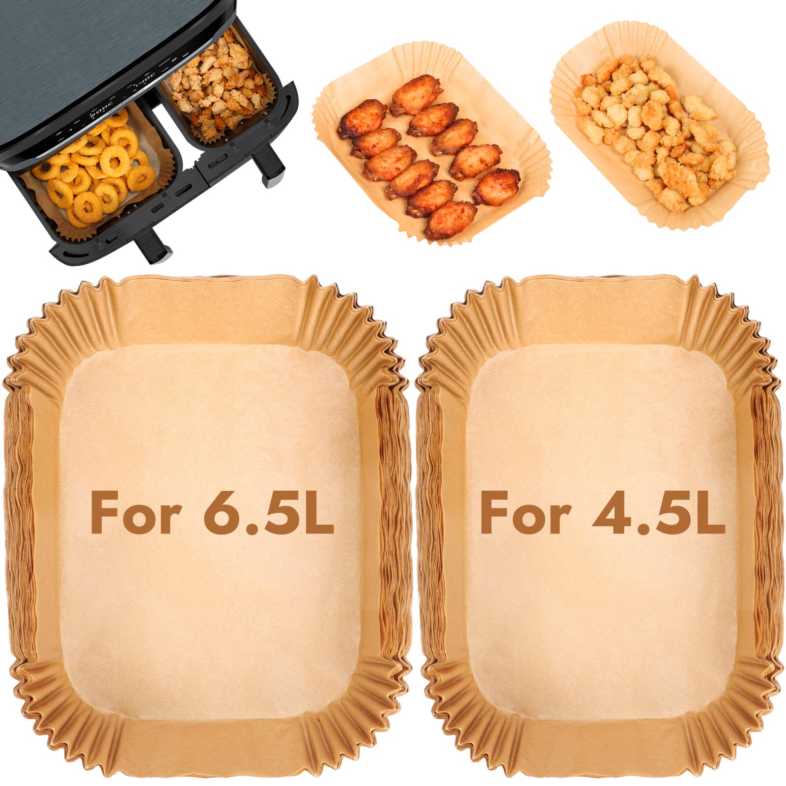200 Fogli Di Carta Da Forno Per Friggitrice Ad Aria – 22x14 Cm, Antiaderente E Resistente A 230°C, Per Doppio Cestello